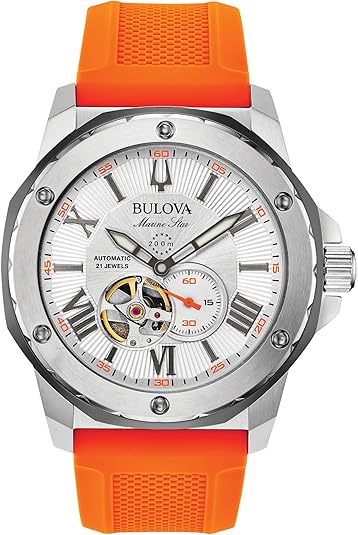Reloj Bulova Marine Star Series A 98A 226 Automático Naranja