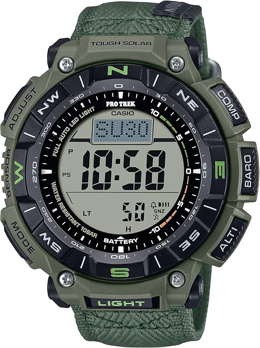 Casio PRO Trek PRG340B-3 Reloj Solar Exterior Triple Sensor Verde