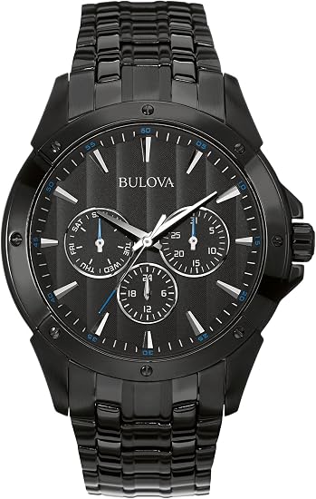 Reloj Bulova Clásico Hombre 6 Manos Cuarzo Negro 43mm