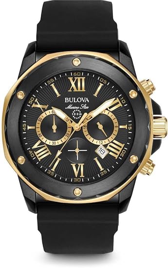 Reloj Bulova Marine Star Hombre Cuarzo Negro Oro Rosa