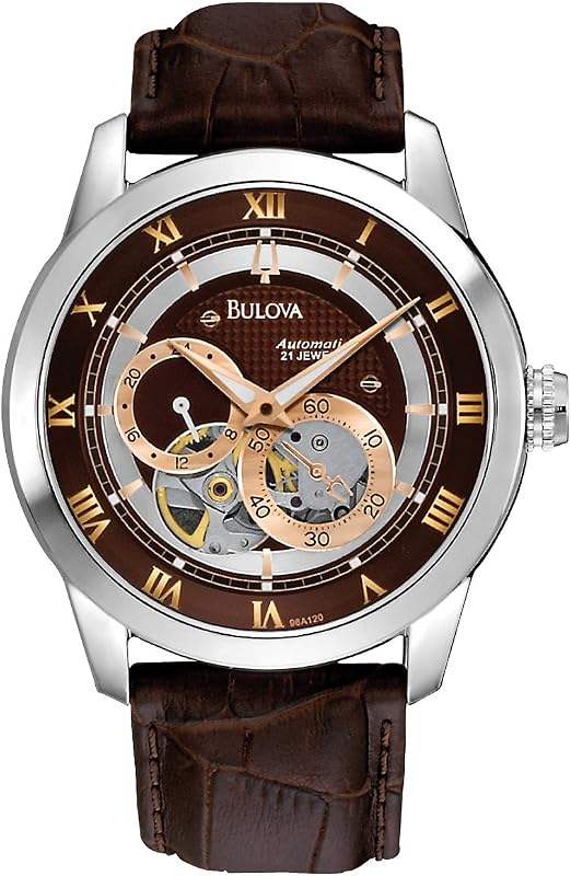 Reloj Bulova Sutton Automático Hombre 4 Manos Cuero Marrón